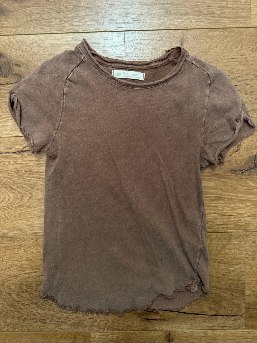 We The Free Vintage Brown Short Sleeve Crew Tee